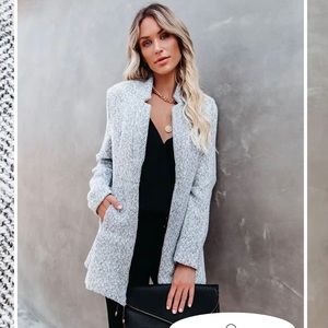 TAYSHIA POCKETED COAT - HEATHER GREY